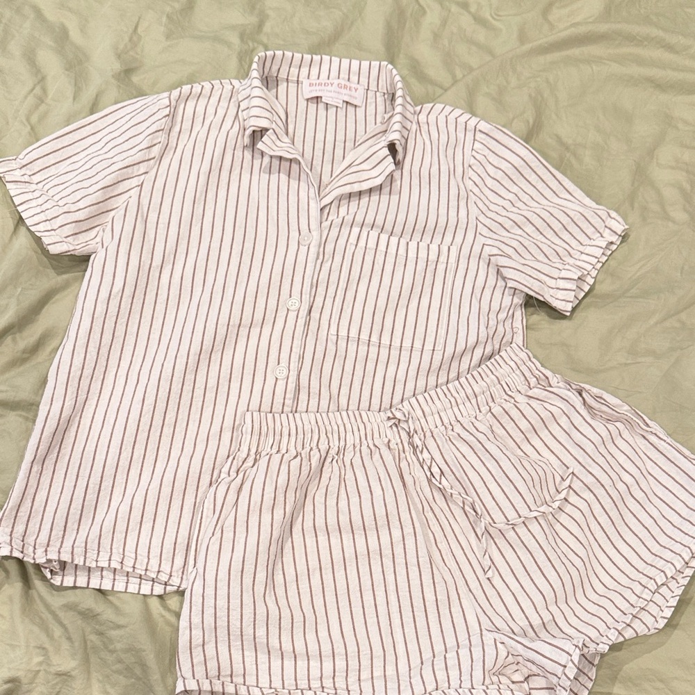 Striped Short Sleeve Pajama Set